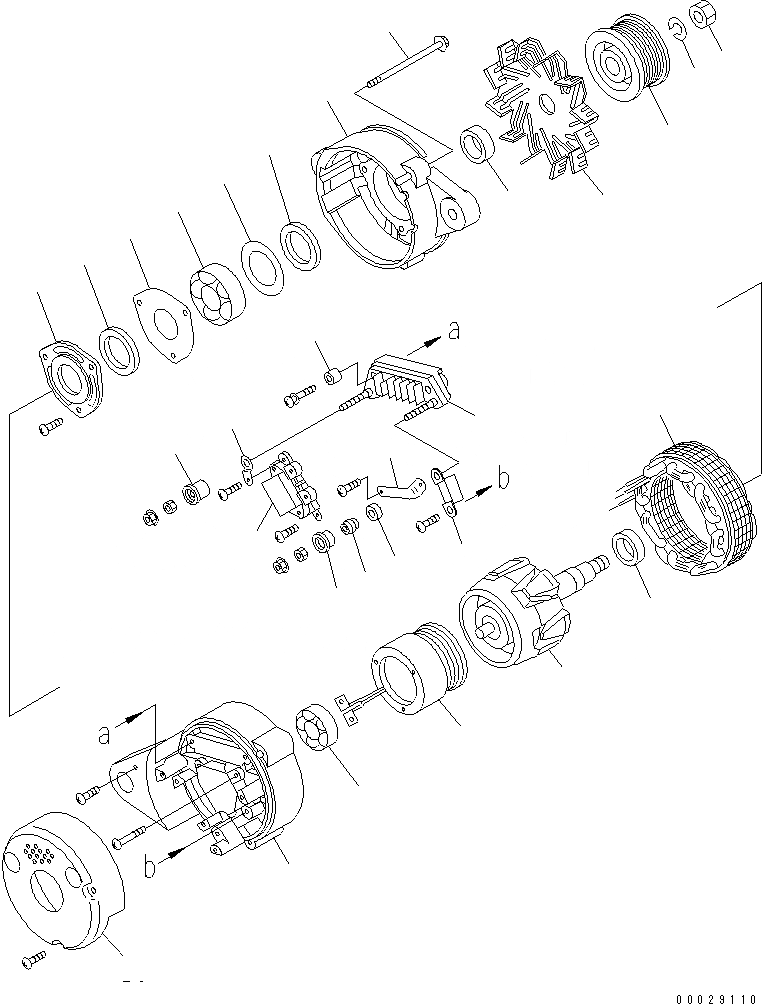 Схема запчастей Komatsu SA6D114E-2 - ГЕНЕРАТОР (A) (ВНУТР. ЧАСТИ) ДВИГАТЕЛЬ