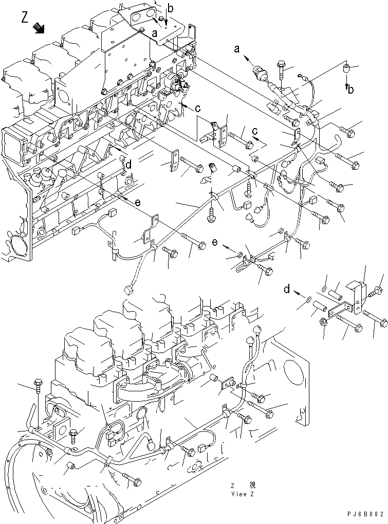 Схема запчастей Komatsu SA6D140E-3CM-7 - ЭЛЕКТРОПРОВОДКА (/) ДАТЧИК ДВИГАТЕЛЬ