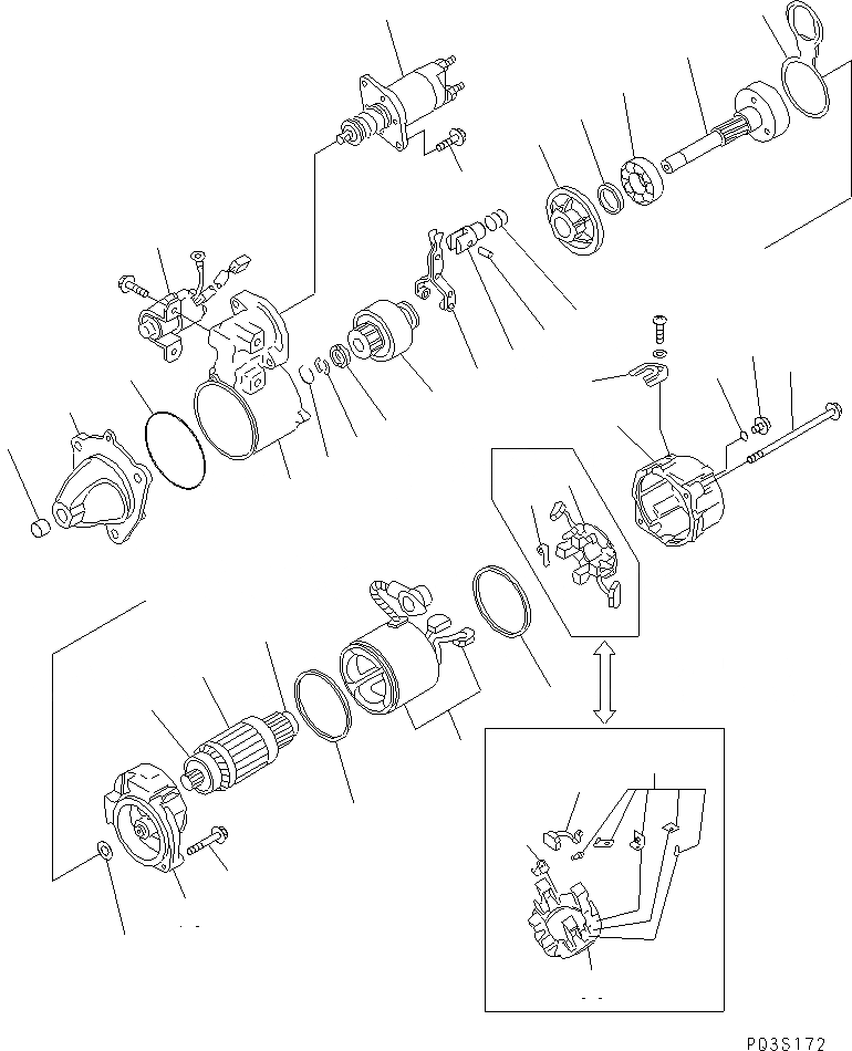 Схема запчастей Komatsu SA6D108-1A-7 - СТАРТЕР (7.KW) (X СОЕДИН-Е СПЕЦ-Я.) (ВНУТР. ЧАСТИ) ДВИГАТЕЛЬ