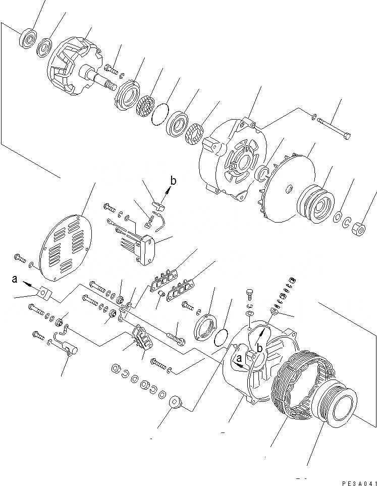 Схема запчастей Komatsu SA6D125E-2C-S - ГЕНЕРАТОР (A) (ВНУТР. ЧАСТИ)(№-8) ДВИГАТЕЛЬ