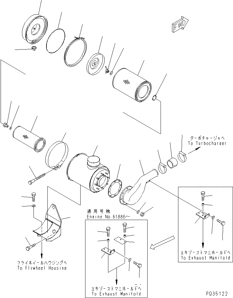 Схема запчастей Komatsu SA6D125E-2A-KU - ВОЗДУХООЧИСТИТЕЛЬ ДВИГАТЕЛЬ