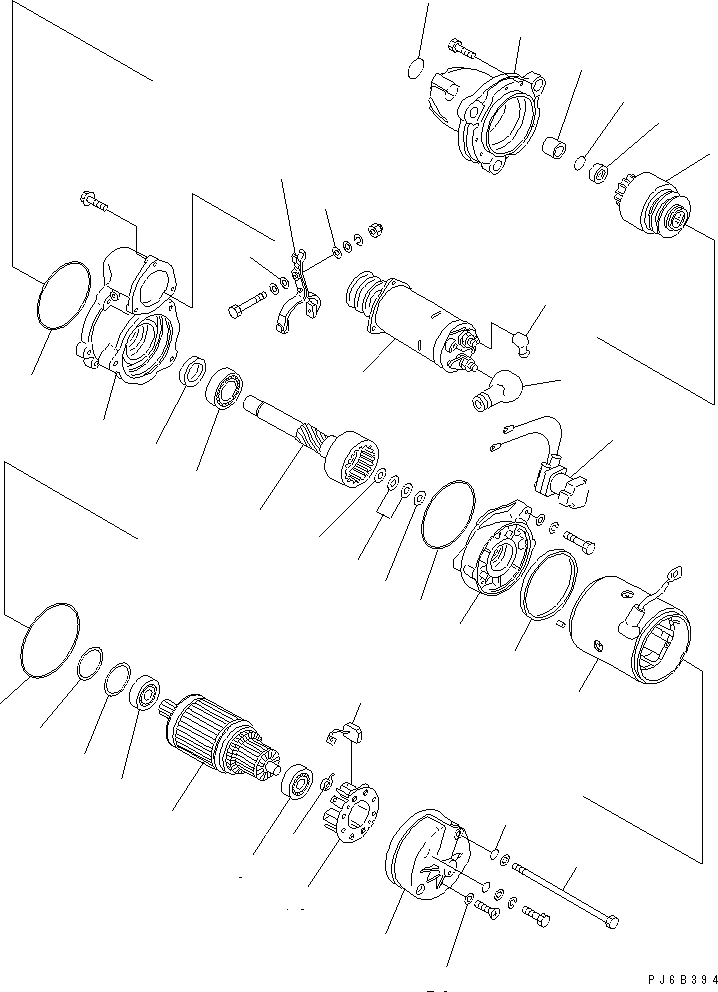 Схема запчастей Komatsu SA6D125E-2A-KU - СТАРТЕР (KW) (ВНУТР. ЧАСТИ)(№8788-) ДВИГАТЕЛЬ