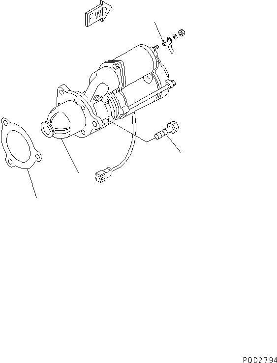 Схема запчастей Komatsu SA6D125E-2A-C7 - КРЕПЛЕНИЕ СТАРТЕРА (7.KW)(№77-) ДВИГАТЕЛЬ