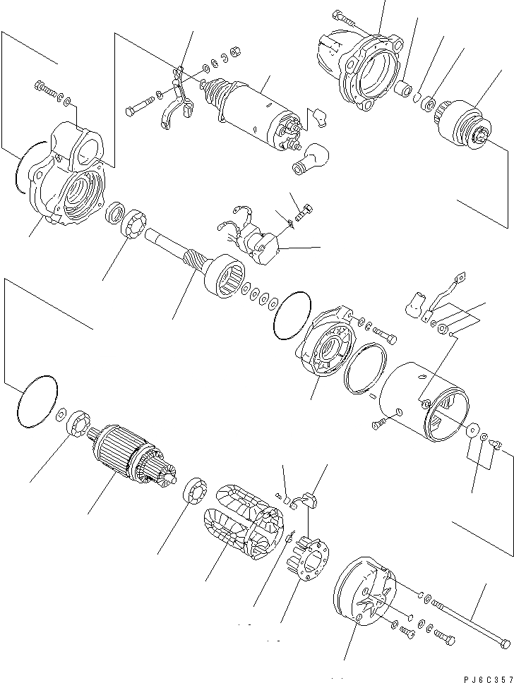 Схема запчастей Komatsu SA6D125E-2A-C7 - СТАРТЕР (7.KW) (ВНУТР. ЧАСТИ)(№77-8) ДВИГАТЕЛЬ