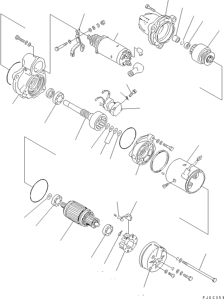 Схема запчастей Komatsu SA6D125E-2A-C7 - СТАРТЕР (7.KW) (ВНУТР. ЧАСТИ)(№8-9) ДВИГАТЕЛЬ