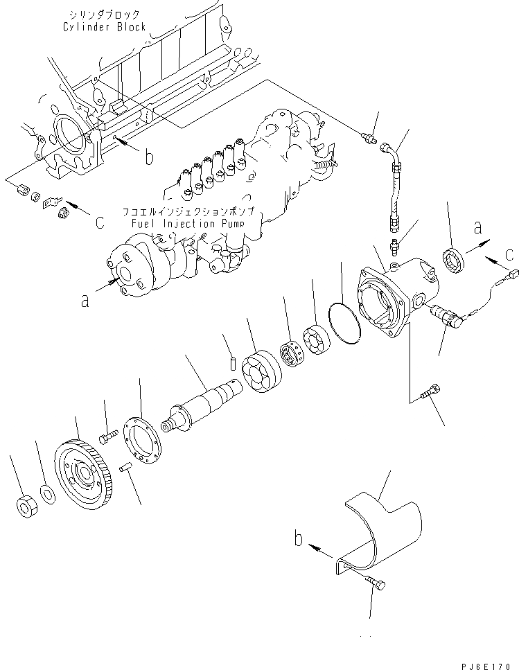 Схема запчастей Komatsu SA6D125-1HH - ПРИВОД ТОПЛ. НАСОСА(№-) ДВИГАТЕЛЬ