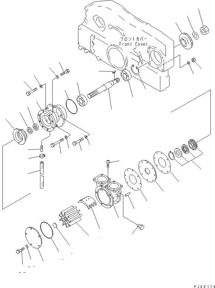 Схема запчастей Komatsu SA6D125-1HH - SEA ВОДЯНАЯ ПОМПА И КРЕПЛЕНИЕ(№-) ДВИГАТЕЛЬ