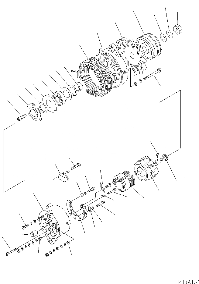 Схема запчастей Komatsu SA6D125-1HH - ГЕНЕРАТОР (A) (ВНУТР. ЧАСТИ) ДВИГАТЕЛЬ