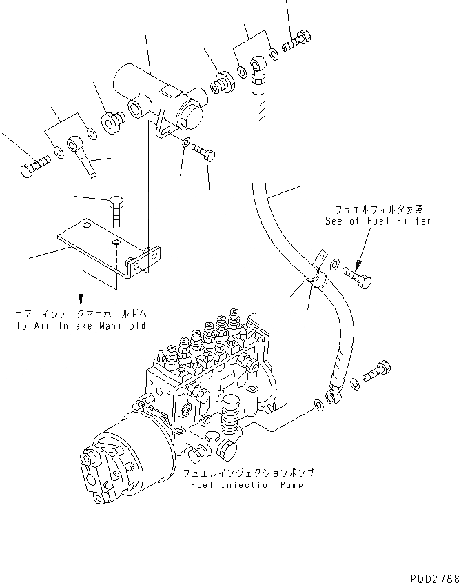 Схема запчастей Komatsu SA6D125E-2A-C - ТОПЛИВН. PRE-ФИЛЬТР.(№7-) ДВИГАТЕЛЬ