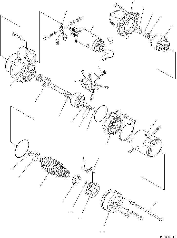 Схема запчастей Komatsu SA6D125E-2A-C - СТАРТЕР (7.KW) (ВНУТР. ЧАСТИ)(№897-) ДВИГАТЕЛЬ