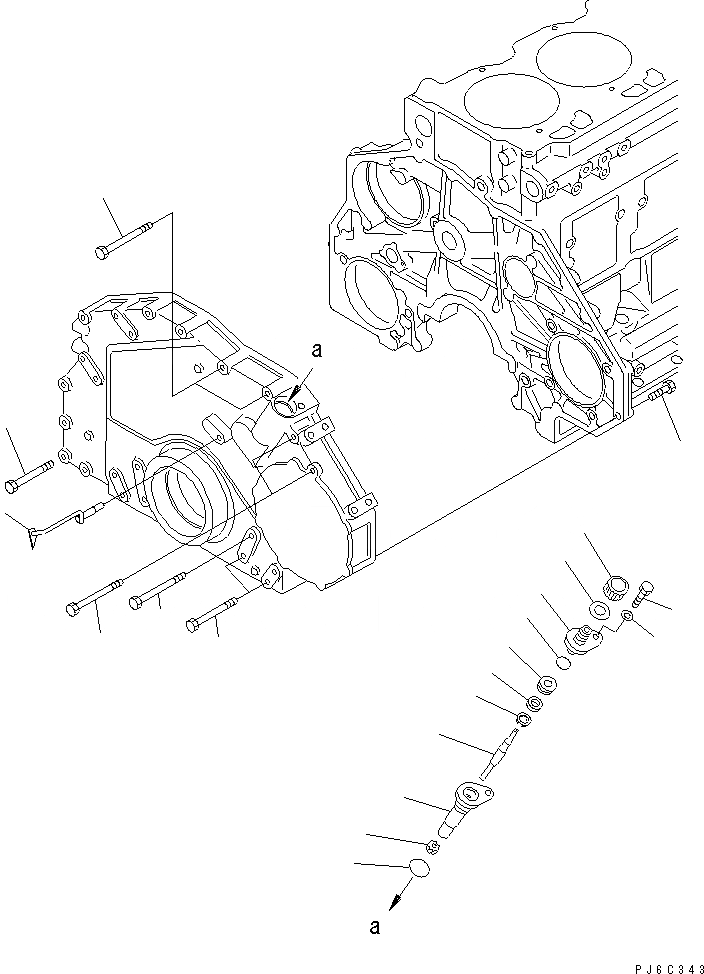 Схема запчастей Komatsu SA6D125E-2L - ПЕРЕДН. КРЫШКАКРЕПЛЕНИЕ(№778-) ДВИГАТЕЛЬ