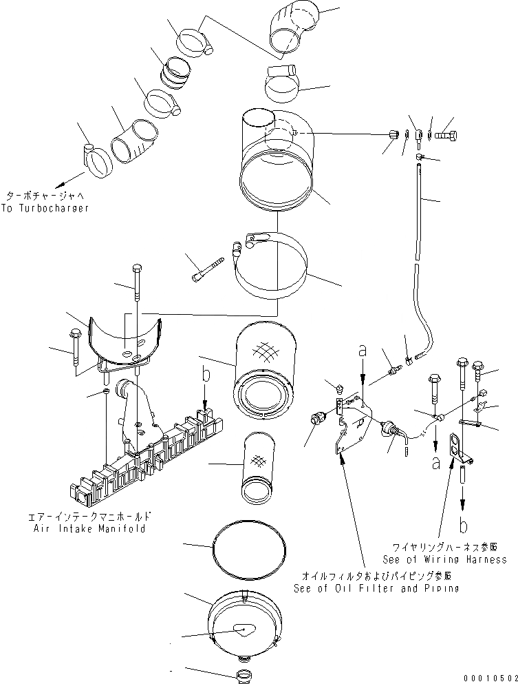 Схема запчастей Komatsu SA6D125E-3B-7 - ВОЗДУХООЧИСТИТЕЛЬ (ЗАПЫЛЕНН СПЕЦ-Я.)(№8-) ДВИГАТЕЛЬ