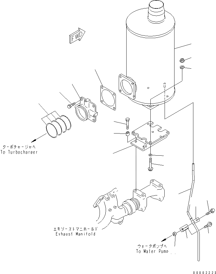 Схема запчастей Komatsu SA6D125E-3B-7 - ГЛУШИТЕЛЬ(№-) ДВИГАТЕЛЬ