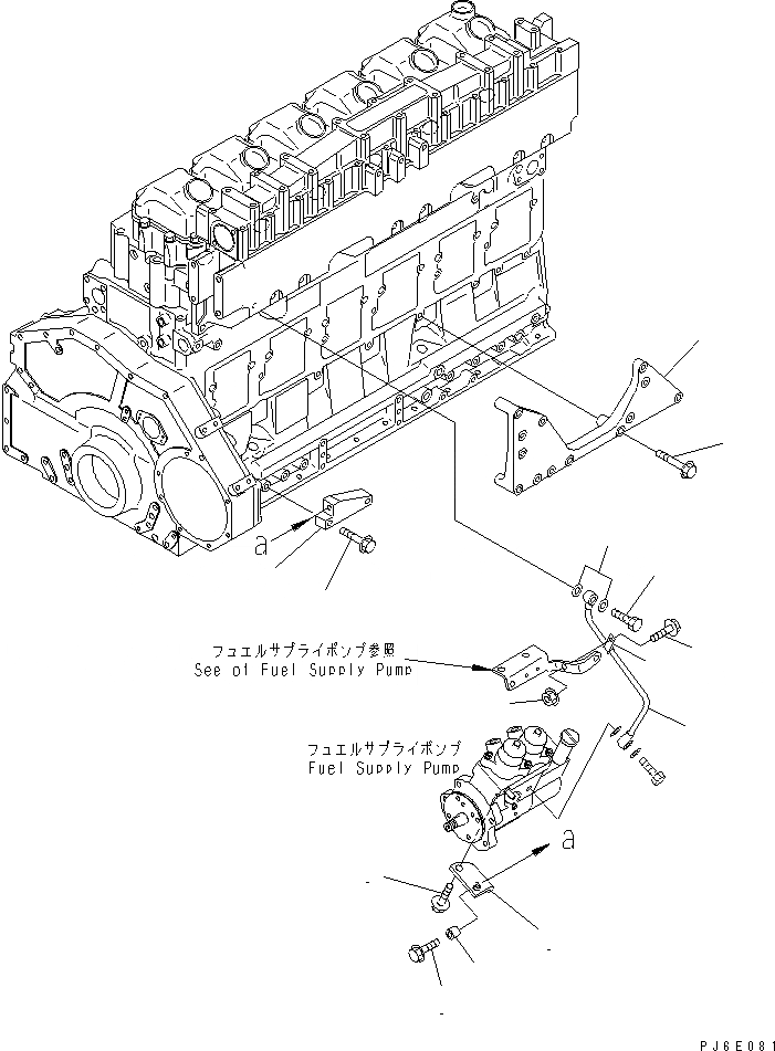 Схема запчастей Komatsu SA6D125E-3B-7 - ТОПЛИВН. НАСОС КОРПУС И СИСТЕМА СМАЗКИ МАСЛОПРОВОДЯЩАЯ ЛИНИЯ(№-) ДВИГАТЕЛЬ