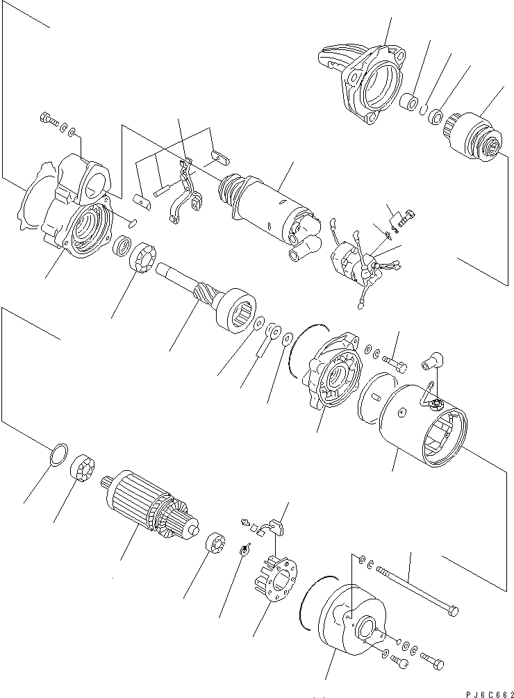 Схема запчастей Komatsu SA6D125E-3B-7 - СТАРТЕР (7.KW) (ВНУТР. ЧАСТИ)(№-9) ДВИГАТЕЛЬ