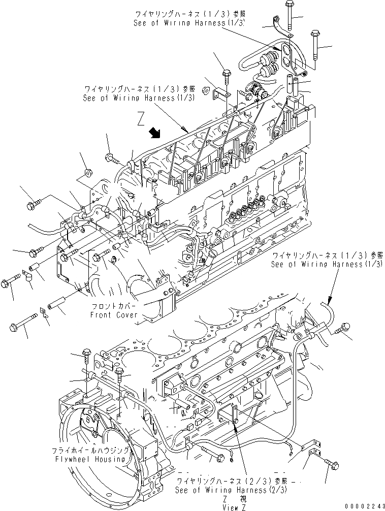 Схема запчастей Komatsu SA6D125E-3B-7 - ЭЛЕКТРОПРОВОДКА (/) ПЕРЕДН.  КРЕПЛЕНИЕ(№-) ДВИГАТЕЛЬ