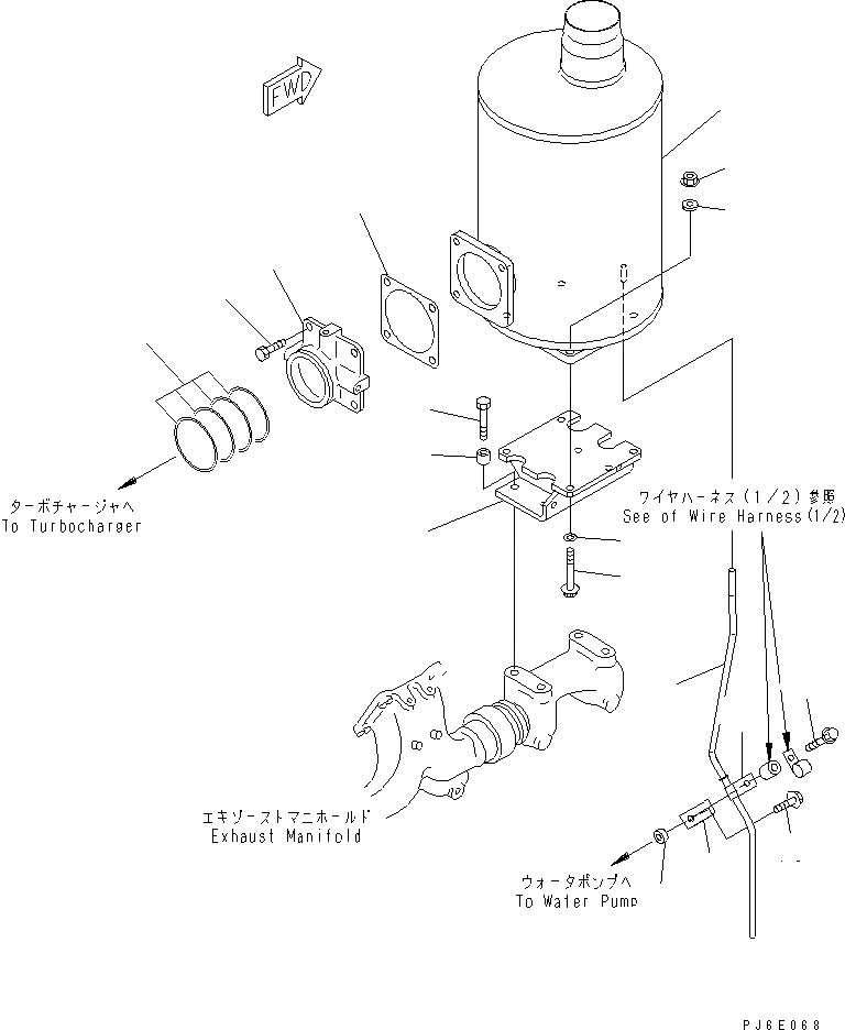 Схема запчастей Komatsu SA6D125E-3C-7A - ГЛУШИТЕЛЬ(№-) ДВИГАТЕЛЬ