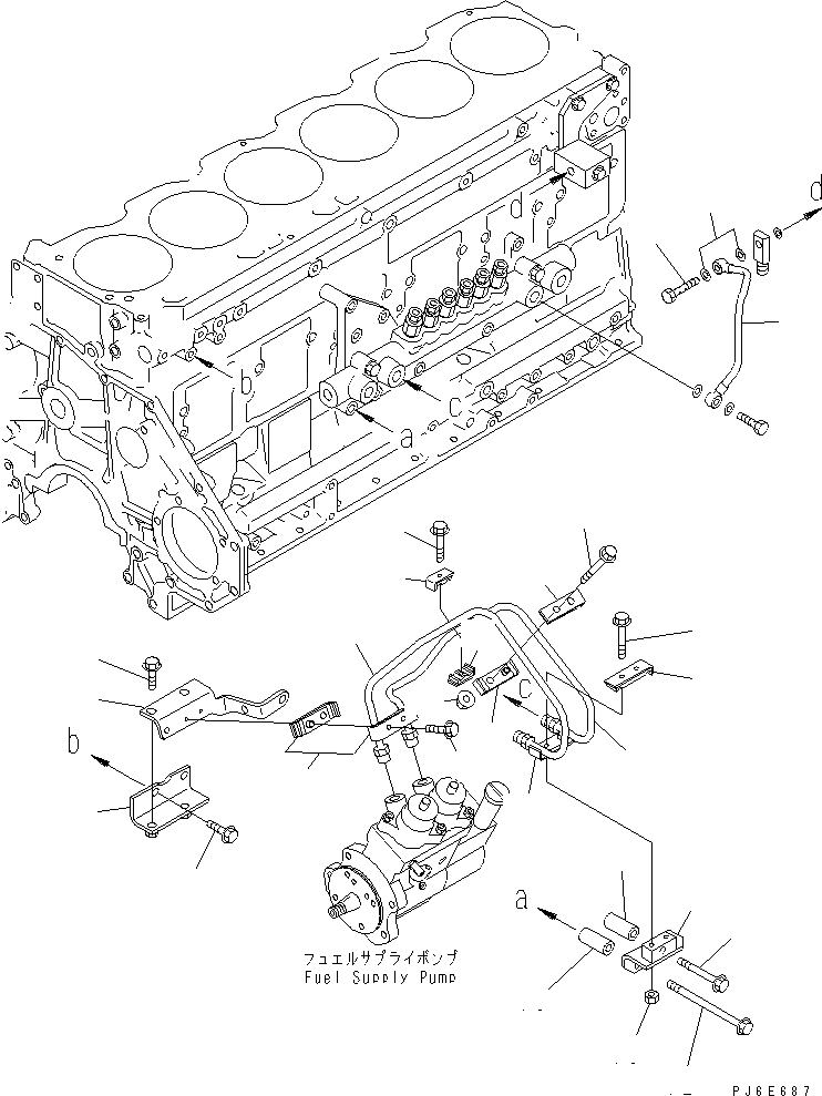 Схема запчастей Komatsu SA6D125E-3C-7A - ТОПЛИВН. ПОДАЮЩ. И ВОЗВРАТ ТОПЛИВА ТРУБЫ (COMMON RAIL)(№-) ДВИГАТЕЛЬ