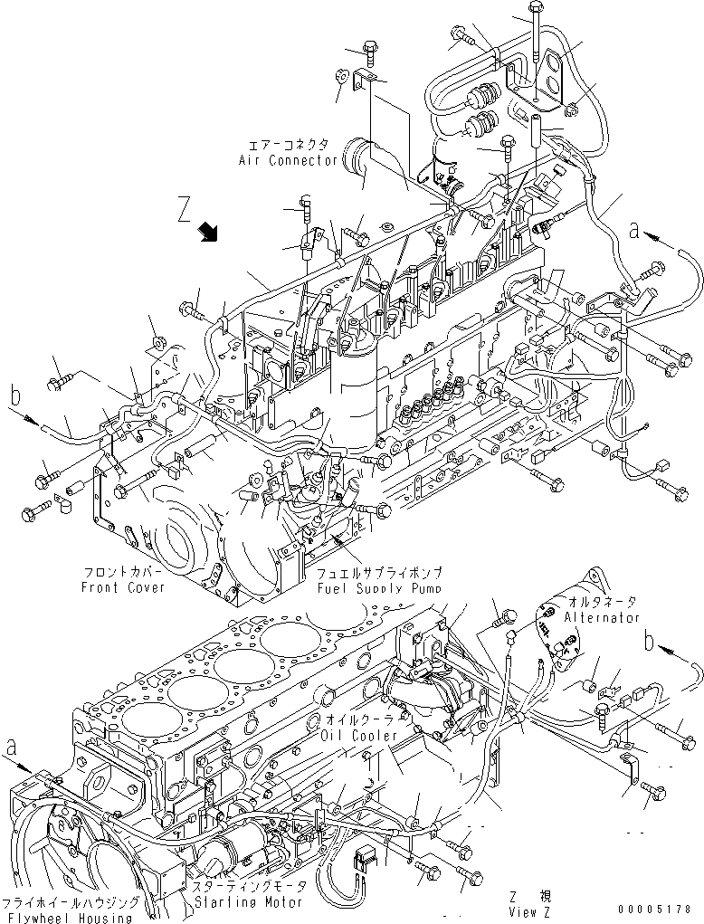 Схема запчастей Komatsu SA6D125E-3C-7A - ЭЛЕКТРОПРОВОДКА (/) ОСНОВН. Э/ПРОВОДКА(№-) ДВИГАТЕЛЬ