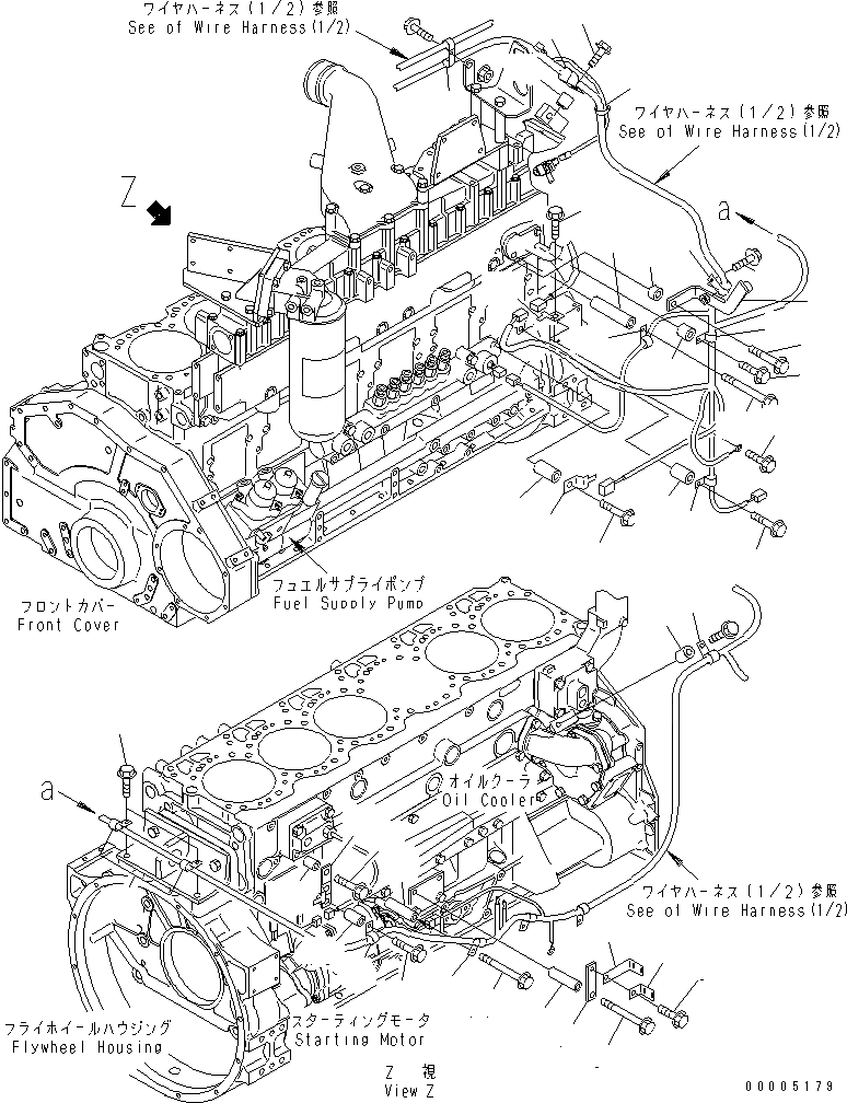 Схема запчастей Komatsu SA6D125E-3C-7A - ЭЛЕКТРОПРОВОДКА (/) ЗАДН.  КРЕПЛЕНИЕ(№-) ДВИГАТЕЛЬ