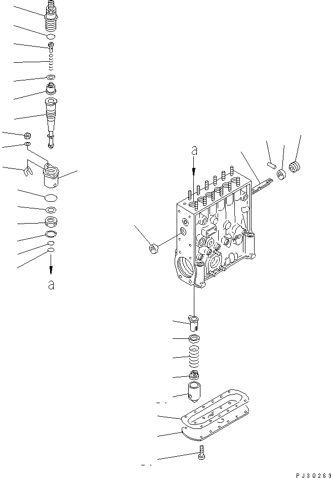 Схема запчастей Komatsu SA6D125E-2GD-W7 - ТОПЛ. НАСОС (НАСОС) (/) (ВНУТР. ЧАСТИ) ДВИГАТЕЛЬ