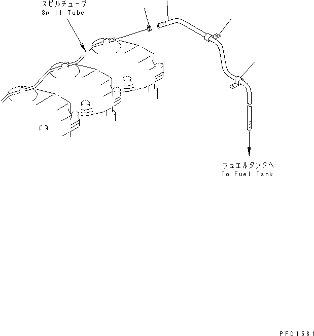 Схема запчастей Komatsu SA6D125E-2E-7 - ВОЗВРАТ ТОПЛИВА(№8-) ДВИГАТЕЛЬ