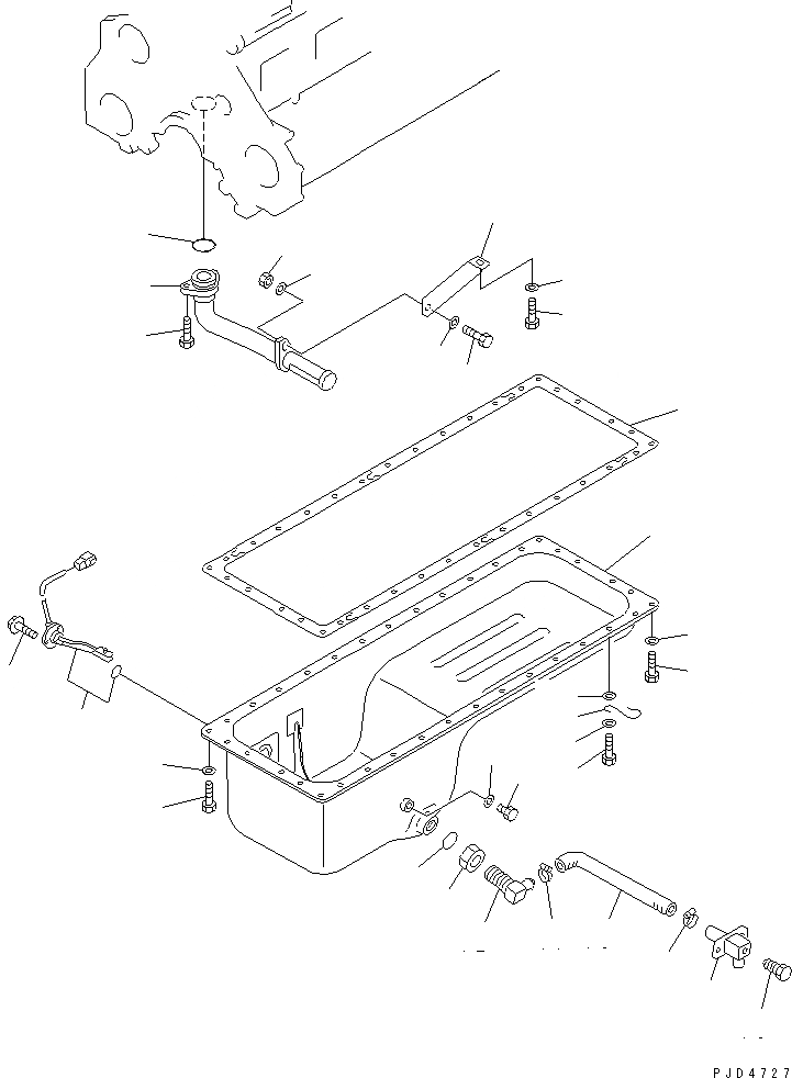 Схема запчастей Komatsu SA6D125E-2C-H7 - МАСЛЯНЫЙ ПОДДОН И ВСАСЫВАЮЩИЙ ПАТРУБОК(№7887-) ДВИГАТЕЛЬ