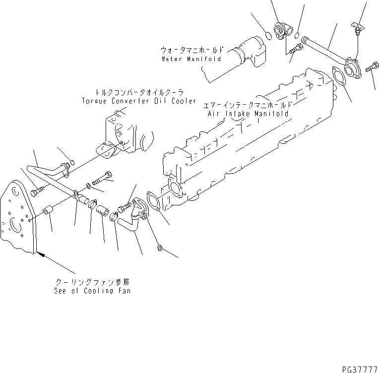 Схема запчастей Komatsu SA6D125-1X - ВОДН. ГИДРОЛИНИЯ ГОЛОВКА ЦИЛИНДРОВ
