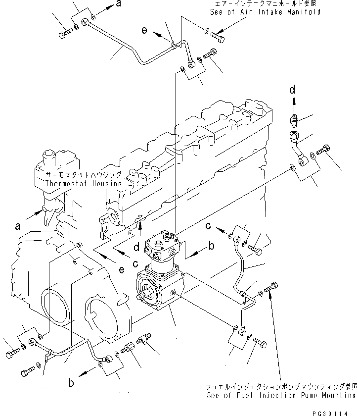 Схема запчастей Komatsu SA6D125-1X - КОМПРЕССОР И ТРУБЫ АКСЕССУАРЫ