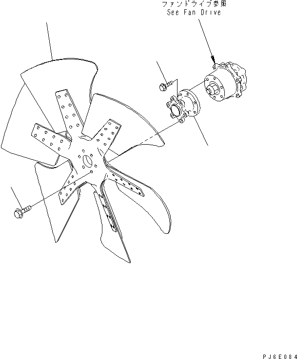 Схема запчастей Komatsu SA6D125E-3A-7W - ВЕНТИЛЯТОР ОХЛАЖДЕНИЯ (PUSH ТИП)(№-) ДВИГАТЕЛЬ