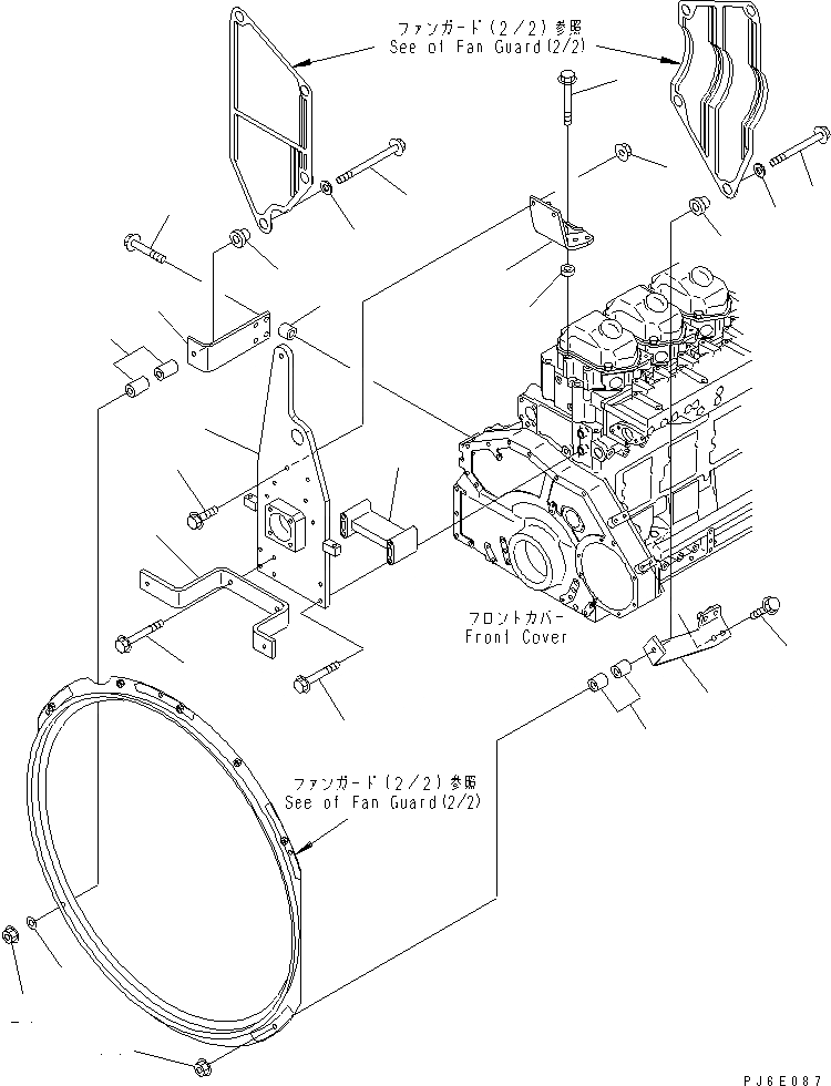 Схема запчастей Komatsu SA6D125E-3A-7W - ЗАЩИТА ВЕНТИЛЯТОРА (/)(№-) ДВИГАТЕЛЬ