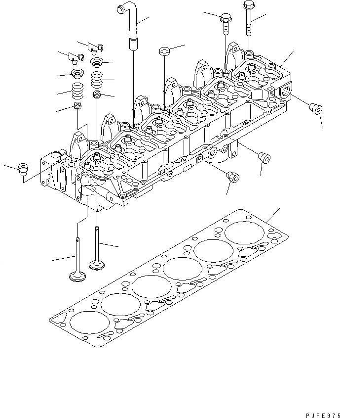 Схема запчастей Komatsu 6D125-1XX-B - ГОЛОВКА ЦИЛИНДРОВ(№98-) ТОПЛИВН. СИСТЕМА