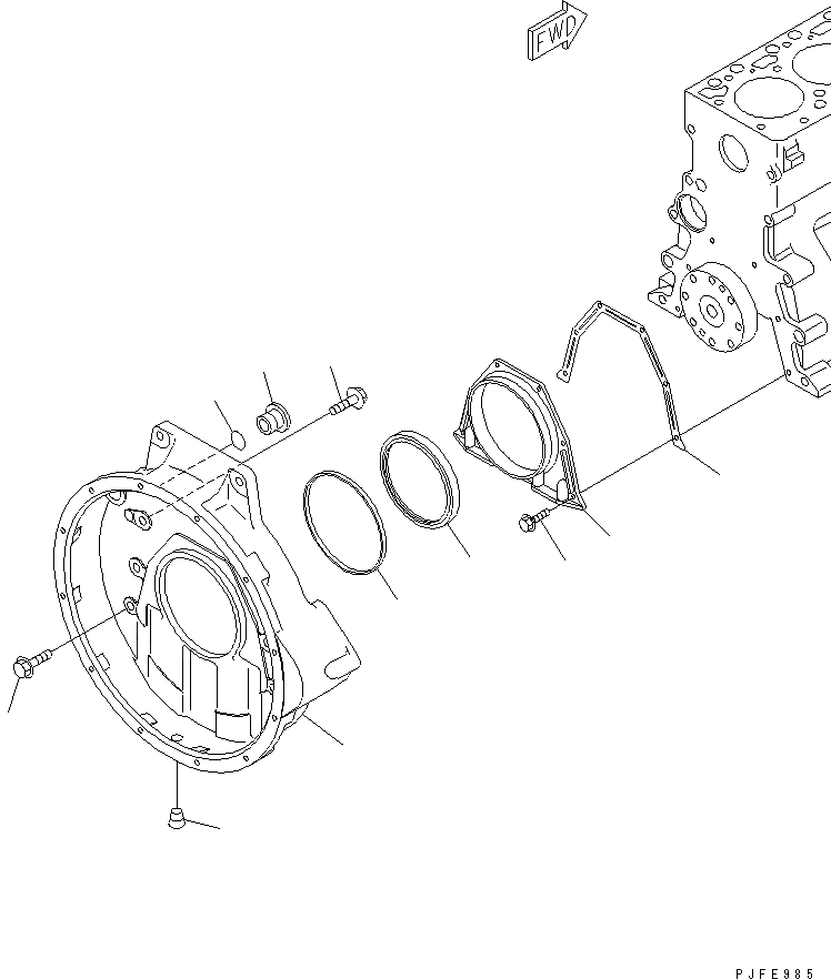 Схема запчастей Komatsu 6D125-1XX-B - КАРТЕР МАХОВИКА(№98-) ТОПЛИВН. СИСТЕМА