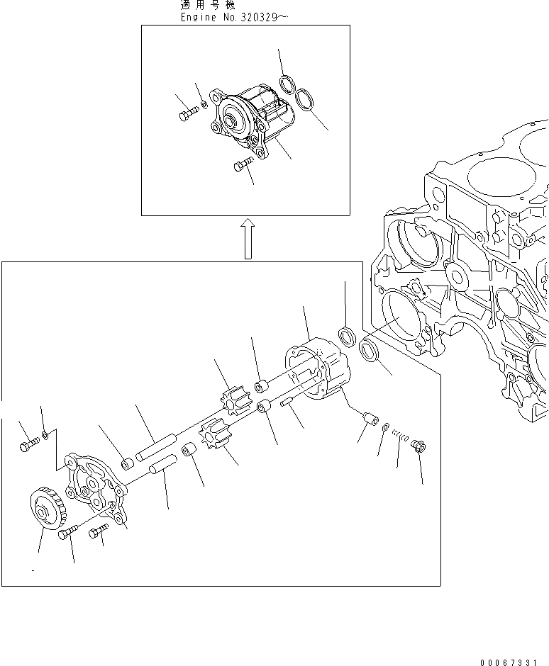 Схема запчастей Komatsu SA6D125E-3B-7 - МАСЛ. НАСОС ДВИГАТЕЛЬ