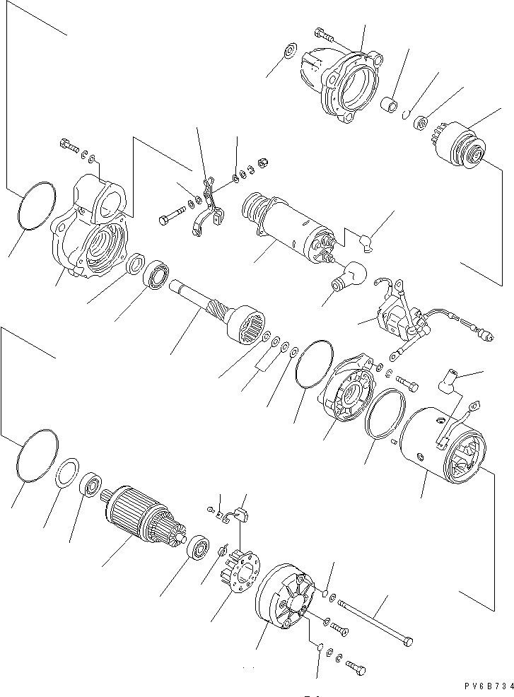 Схема запчастей Komatsu SA6D125E-3C-7A - СТАРТЕР (KW) (ВНУТР. ЧАСТИ)(№-) ДВИГАТЕЛЬ