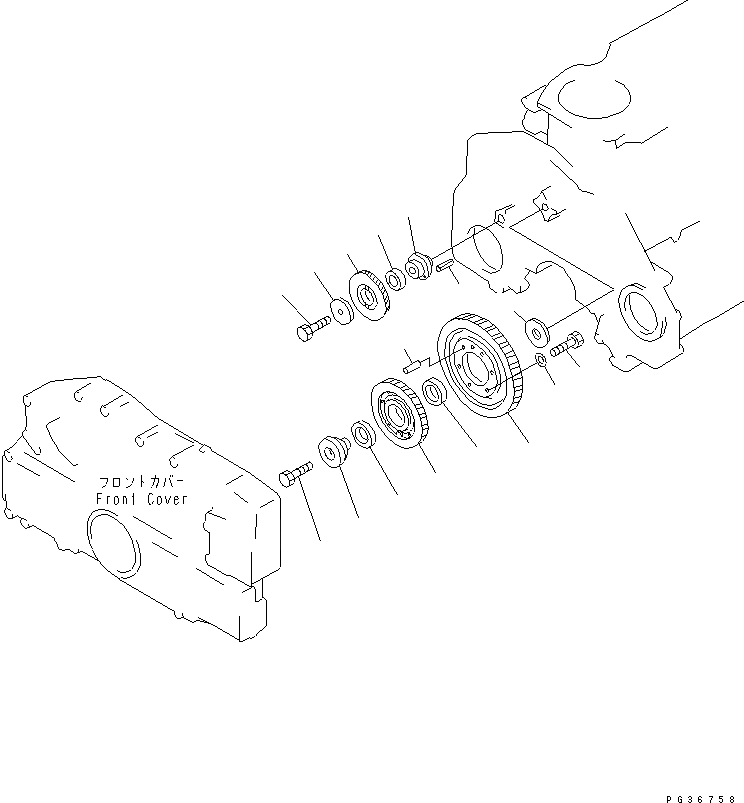 Схема запчастей Komatsu SA6D125-1Z - ПРОМЕЖУТОЧНАЯ ШЕСТЕРНЯ БЛОК ЦИЛИНДРОВ