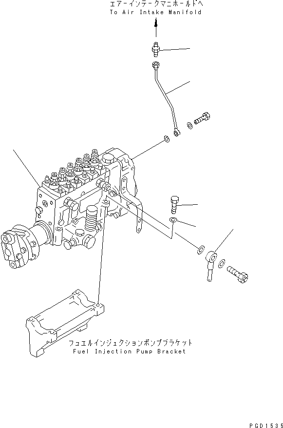 Схема запчастей Komatsu SA6D125E-2A-57 - КРЕПЛЕНИЕ ТОПЛ. НАСОСА(№9-) ДВИГАТЕЛЬ