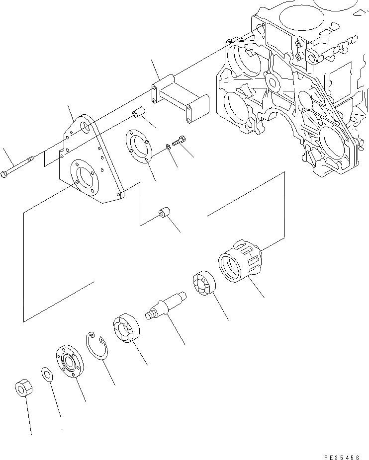 Схема запчастей Komatsu SA6D125E-2A-57 - ПРИВОД ВЕНТИЛЯТОРА(№9-) ДВИГАТЕЛЬ