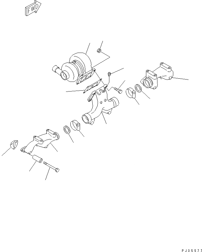 Схема запчастей Komatsu SA6D125-1G - ВЫПУСКНОЙ КОЛЛЕКТОР И ТУРБОНАГНЕТАТЕЛЬ ГОЛОВКА ЦИЛИНДРОВ