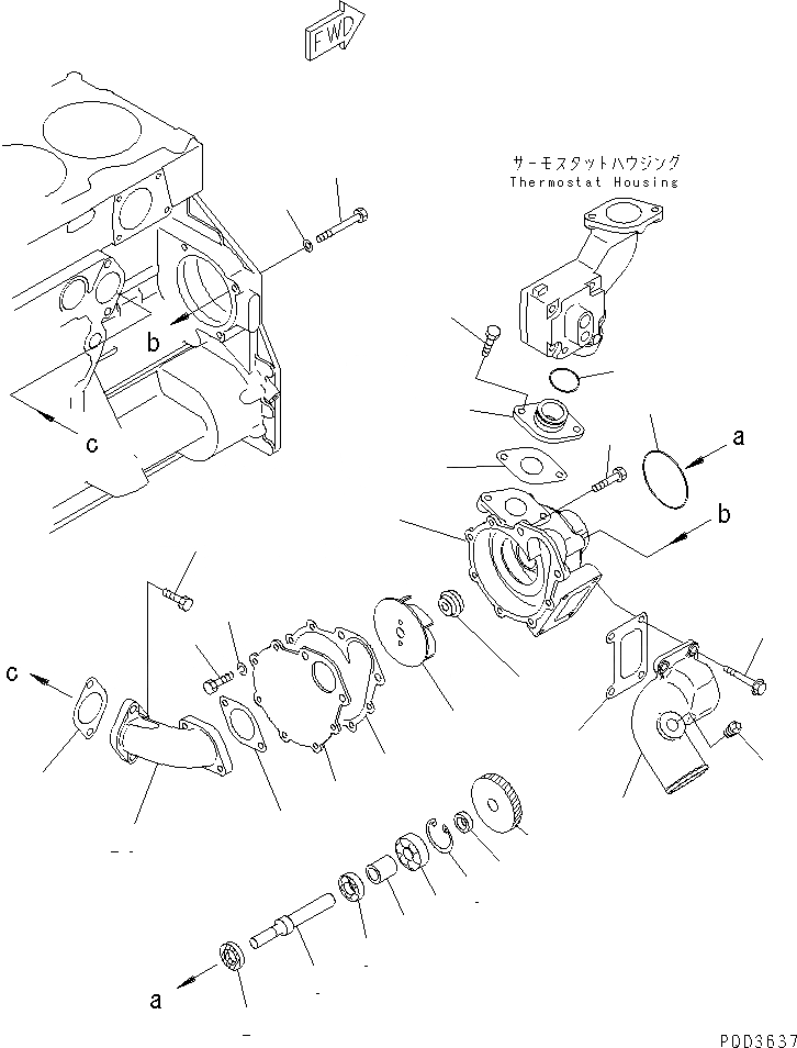 Схема запчастей Komatsu SA6D125E-2C-L7 - ВОДЯНАЯ ПОМПА(№7-7) ДВИГАТЕЛЬ