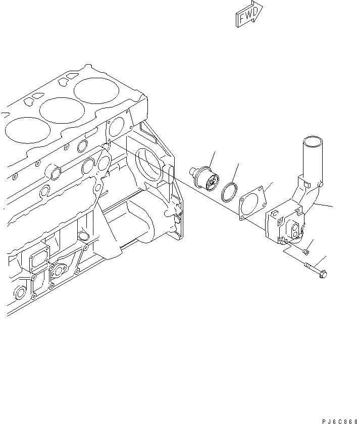 Схема запчастей Komatsu SA6D125E-3C-7L - ТЕРМОСТАТ И ТЕРМОСТАТ ДВИГАТЕЛЬ