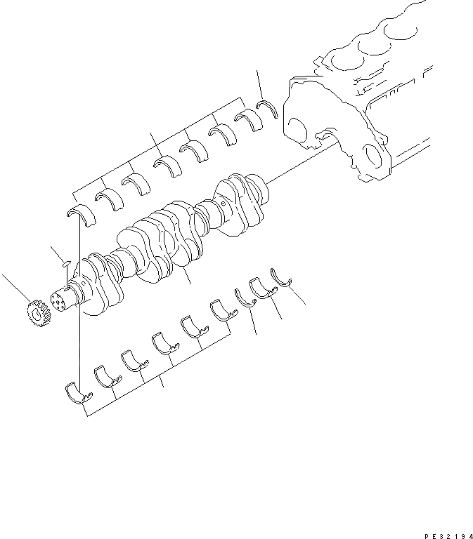 Схема запчастей Komatsu SA6D125E-3C-7L - КОЛЕНВАЛ(№-) ДВИГАТЕЛЬ