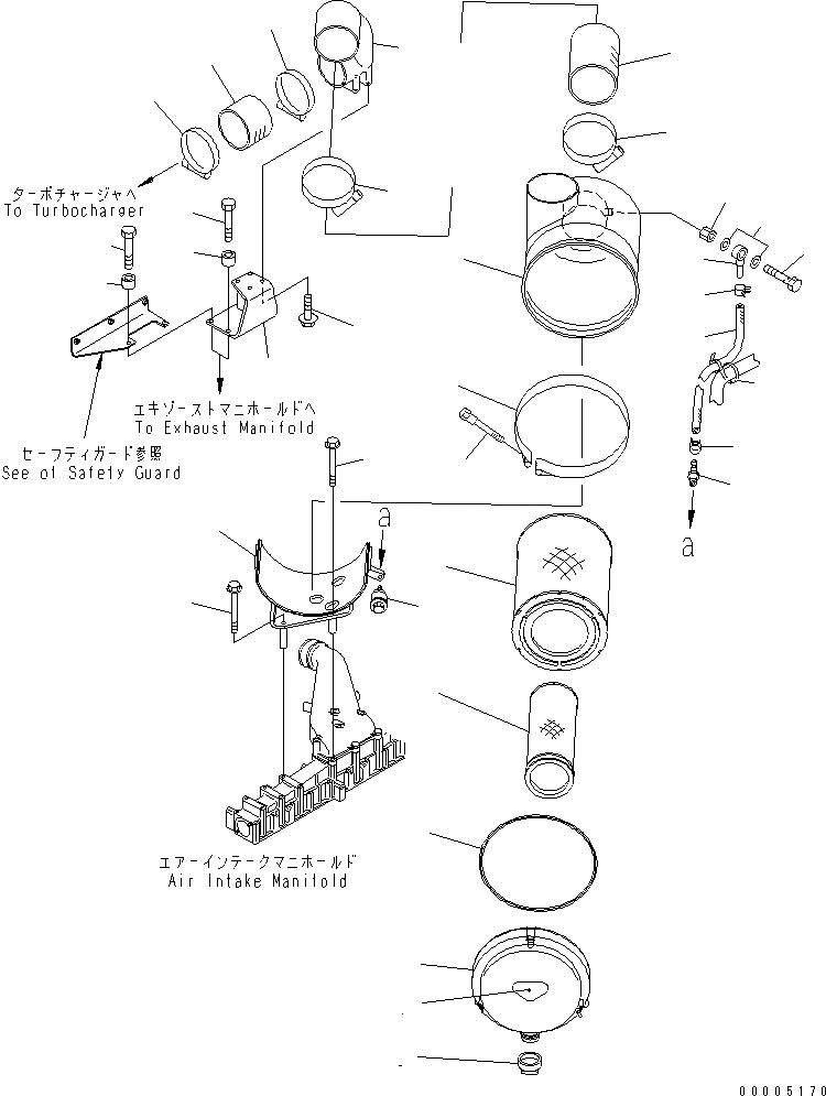 Схема запчастей Komatsu SA6D125E-3C-7T - ВОЗДУХООЧИСТИТЕЛЬ(№-) ДВИГАТЕЛЬ