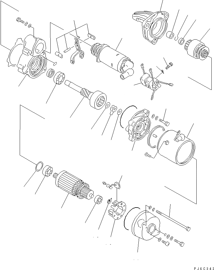 Схема запчастей Komatsu SA6D125E-2C-S7 - СТАРТЕР (7.KW) (ВНУТР. ЧАСТИ)(№89-) ДВИГАТЕЛЬ