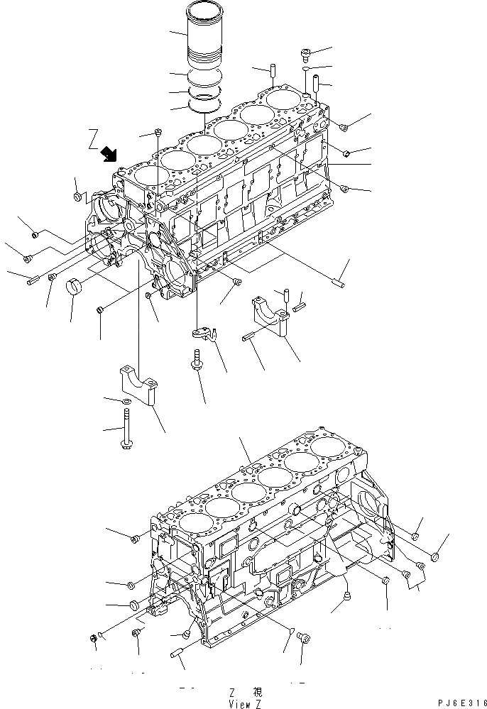 Схема запчастей Komatsu SA6D125E-3D-MS - БЛОК ЦИЛИНДРОВ ДВИГАТЕЛЬ