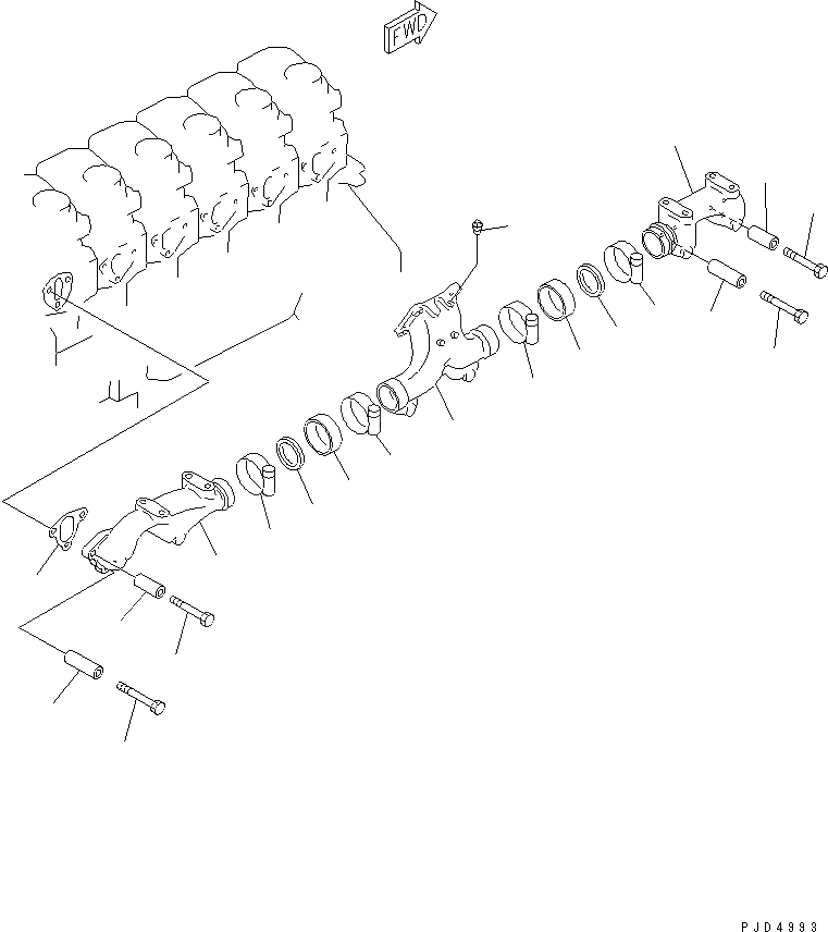 Схема запчастей Komatsu SA6D125E-2GD-W - ВЫПУСКНОЙ КОЛЛЕКТОР(№9-) ДВИГАТЕЛЬ