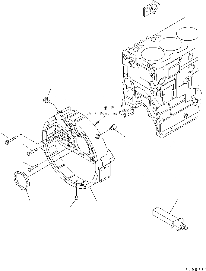 Схема запчастей Komatsu SA6D125E-2GD-W - КАРТЕР МАХОВИКА (NO. КОЖУХ СПЕЦ-Я.)(№89-) ДВИГАТЕЛЬ