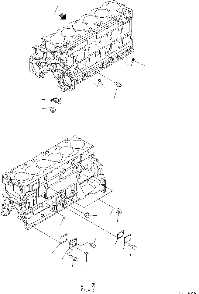 Схема запчастей Komatsu SA6D125E-2B-7 - БЛОК ЦИЛИНДРОВ (/)(№99-777) ДВИГАТЕЛЬ