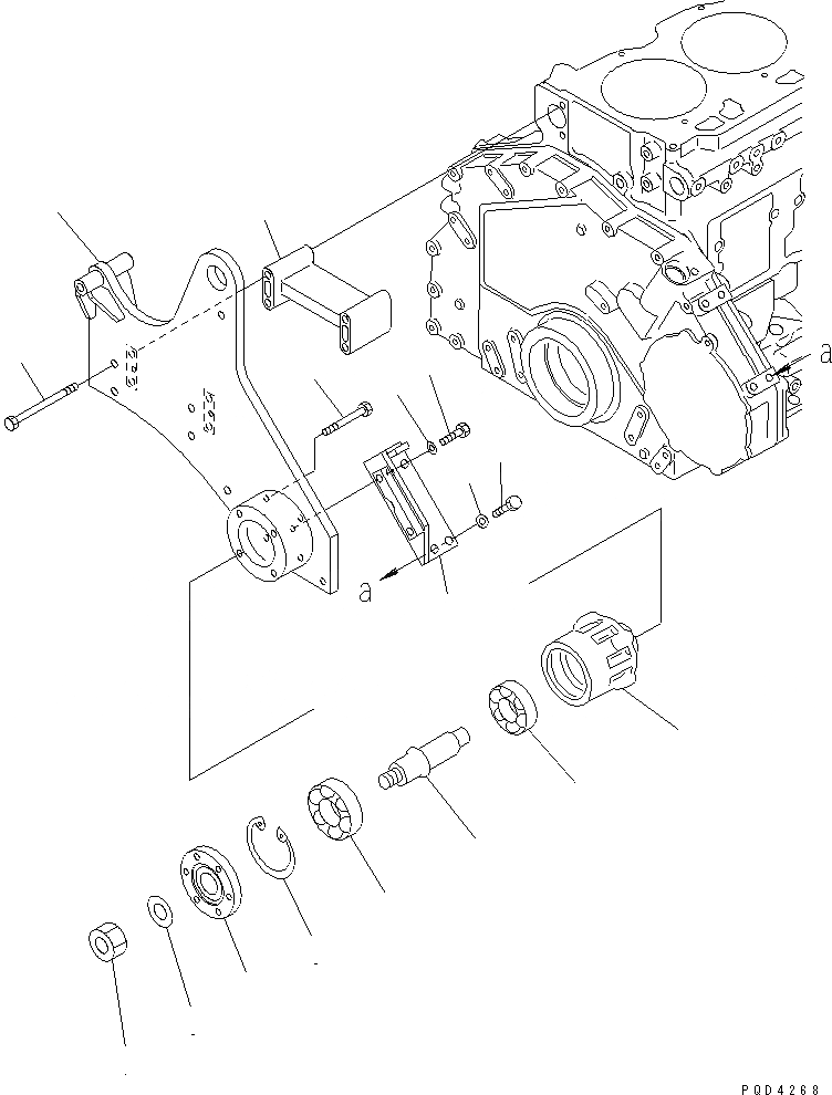 Схема запчастей Komatsu SA6D125E-2B-7 - ПРИВОД ВЕНТИЛЯТОРА (ШКИВ DIA 98MM)(№99-) ДВИГАТЕЛЬ