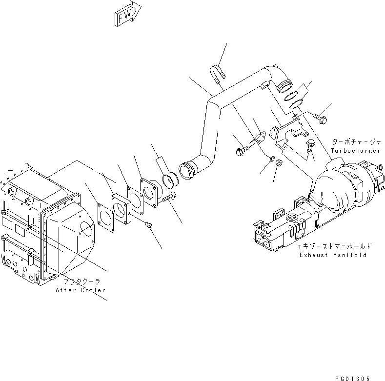 Схема запчастей Komatsu SA6D132-1MM - ПОСЛЕОХЛАДИТЕЛЬ ВОЗДУХОВОД ДВИГАТЕЛЬ